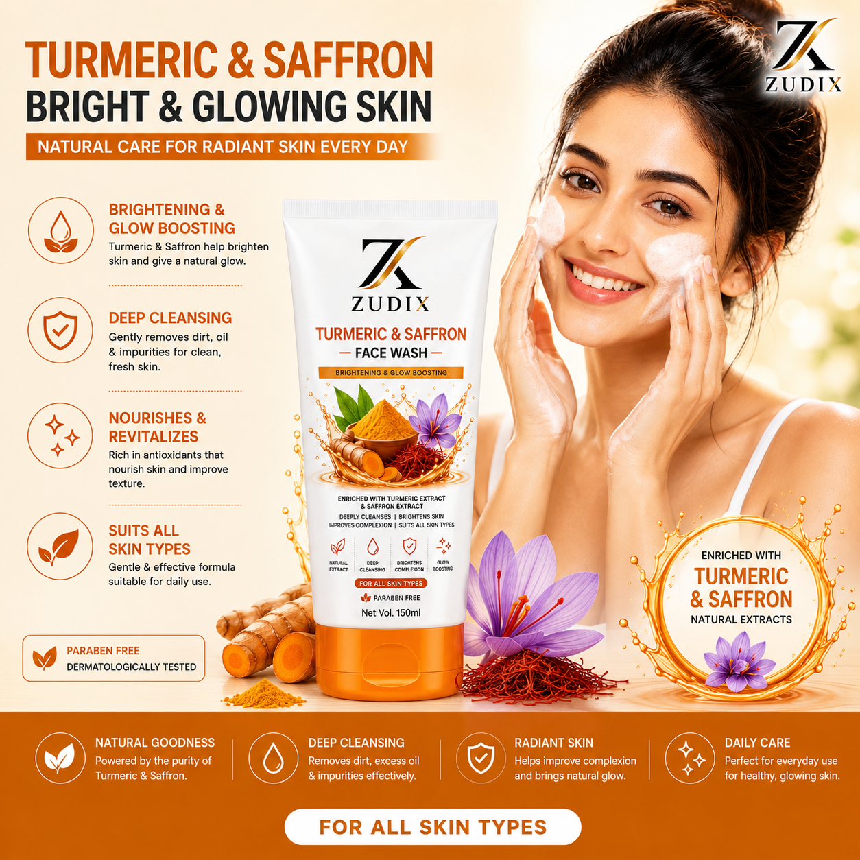 Turmeric & Saffron Face Wash 100ml - Image 3