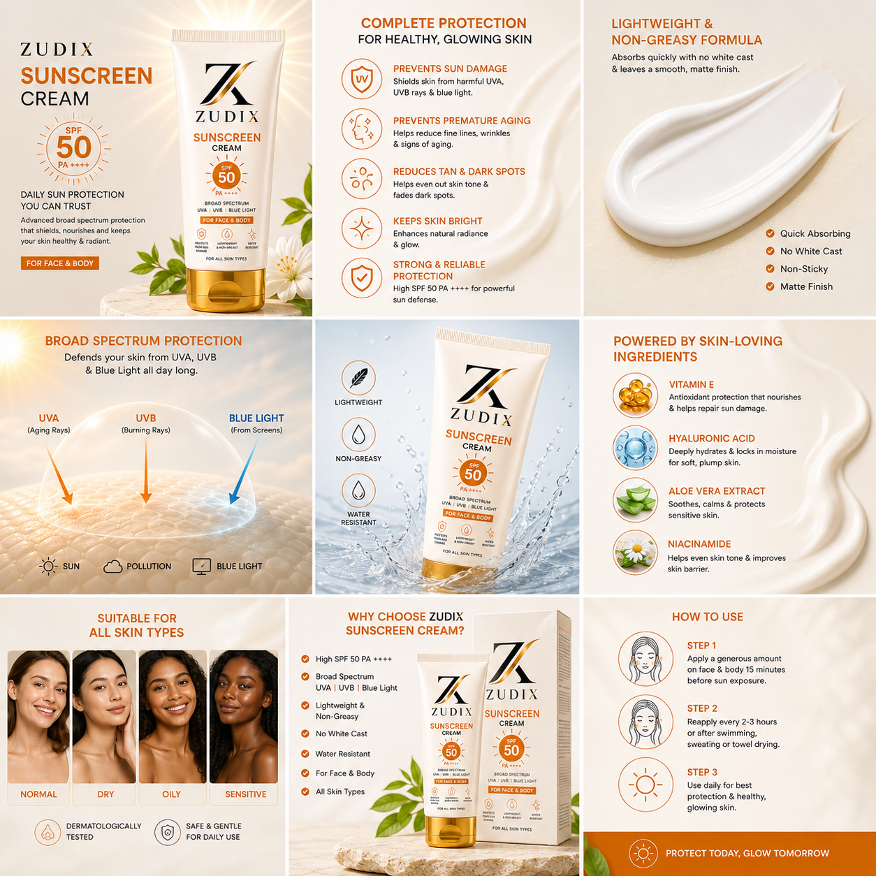 Sunscreen Cream SPF 50 PA ++++ 100 g - Image 3