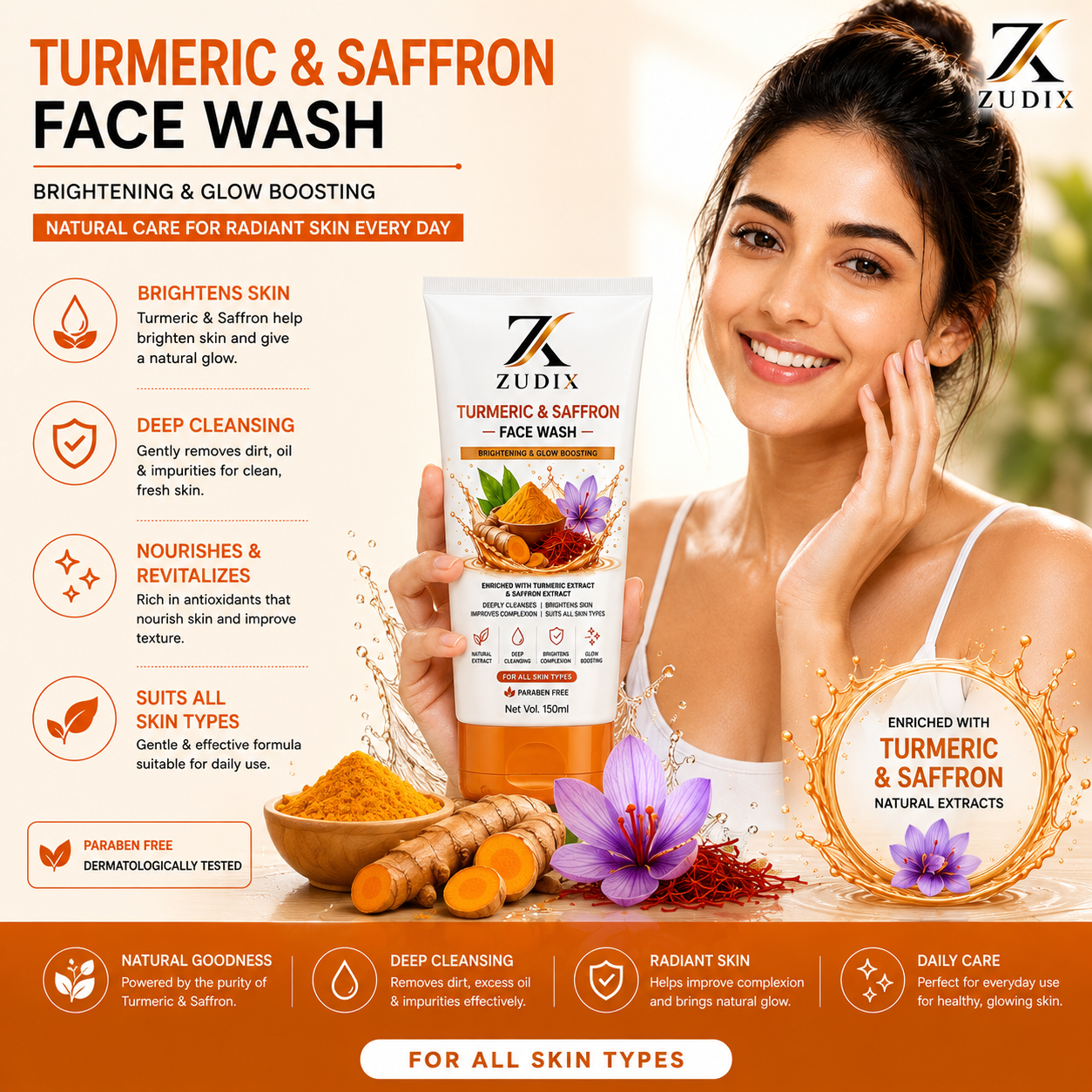 Turmeric & Saffron Face Wash 100ml - Image 4